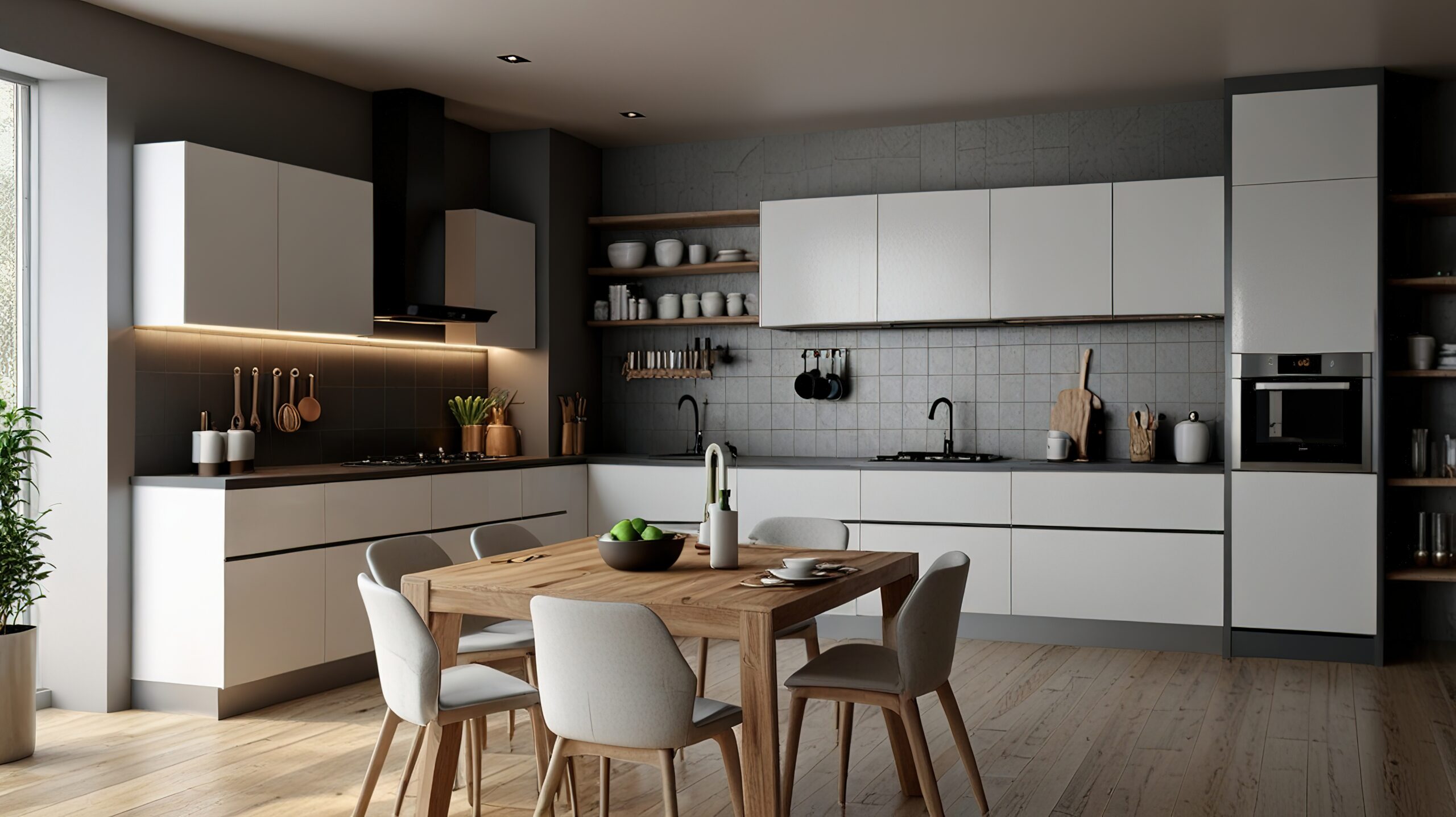 Modern Interior With Bright Wall, Living room, Bed room, kitchen, House Plants